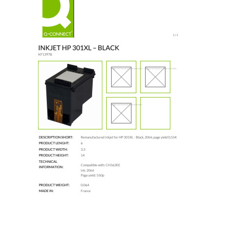 Cartuccia Q-Connect rigenerata HP 301XL - 20 ml nero - KF13978